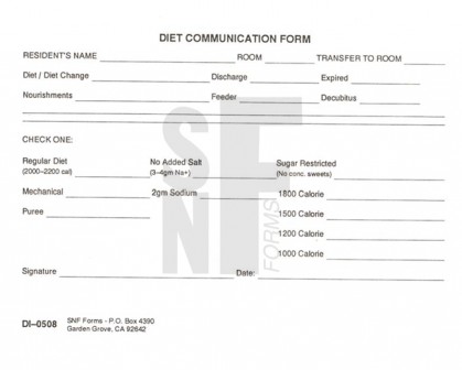 Diet Communication Form: DI-0508 (1)