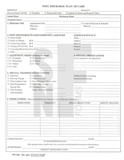 Post Discharge Plan of Care: JWA-126A (1)