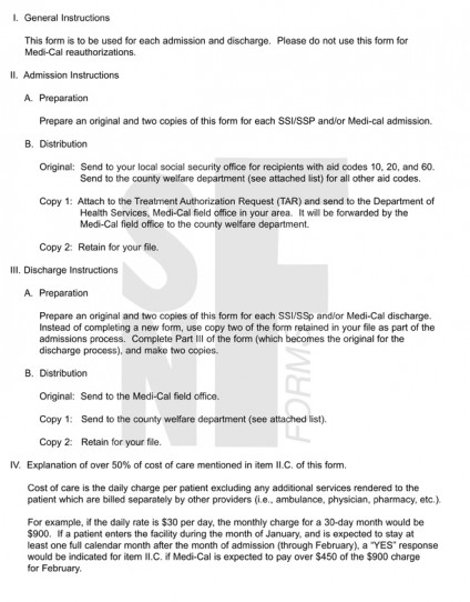 Medi-Cal Long Term Facility Adm. & Discharge: MC-171 (2)