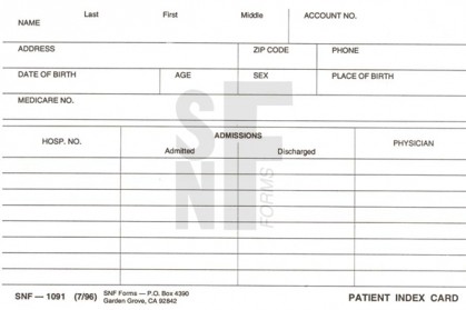 Resident Index Card: SNF-1091 (1)