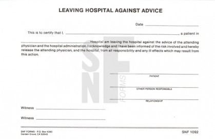 Leaving Hospital Against Advice: SNF-1092 (1)