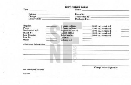 Diet Order Form: SNF-7001 (1)