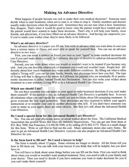 Making An Advance Directive Folder: SNF-8012A (1)