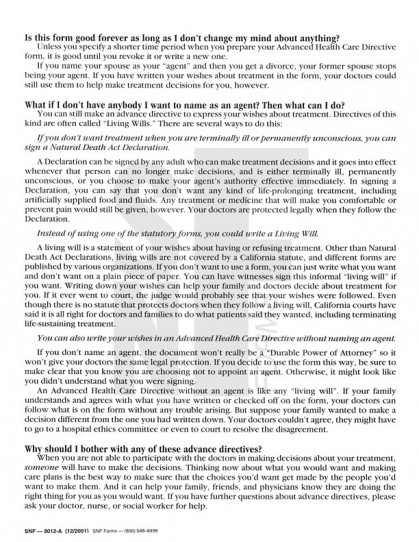 Making An Advance Directive Folder: SNF-8012A (4)