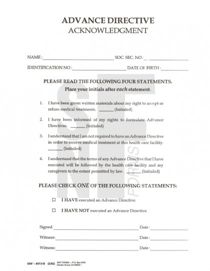 Advance Directive...Documentation Instructions: SNF-8013 (1)