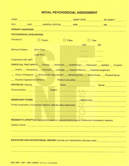 Initial Psychosocial Assessment: SNF-9011 (1)