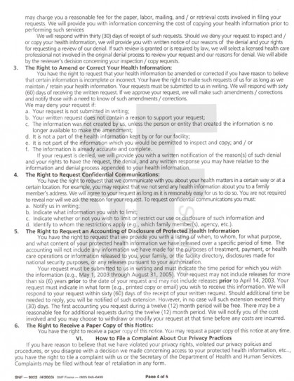 HIPPA- Notice of Privacy Practices - 5 pgs: SNF-9022 (4)