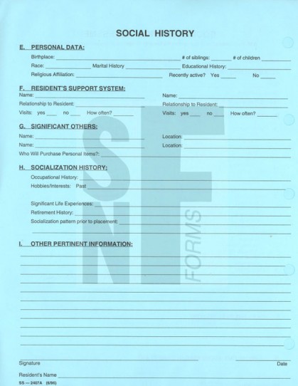 Social Service Assessment/Social History: SS-2407A (2)